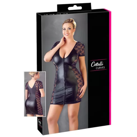 Cottelli Plus Size - Spitzenkleid mit Schleife (schwarz) - 2XL