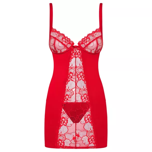 Obsessive Heartina - Negligé und String (rot) - L/XL
