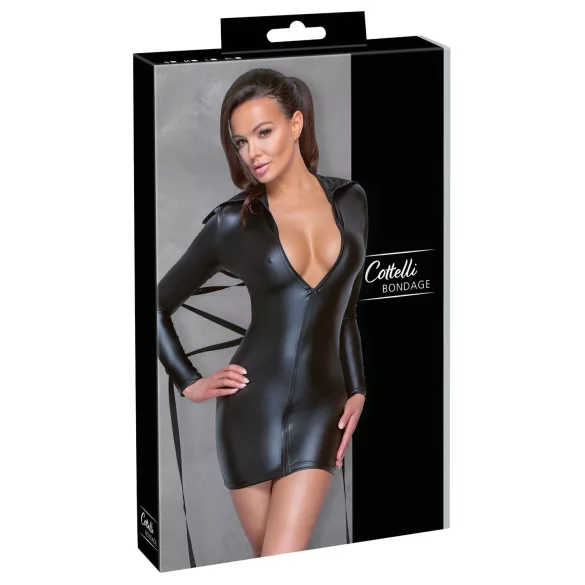 Cottelli Bondage - Glänzendes Kleid mit Fessel (schwarz) - M