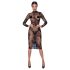 Noir - Transparenz & Blumen: Langarmkleid (Schwarz)