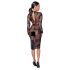 Noir - Transparenz & Blumen: Langarmkleid (Schwarz)