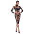 Noir - Transparenz & Blumen: Langarmkleid (Schwarz) - M
