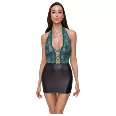   Cottelli - glänzendes Spitzenkleid mit Schnürung (schwarz-grün)