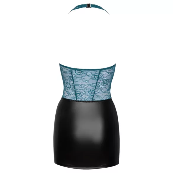 Cottelli - glänzendes Spitzenkleid mit Schnürung (schwarz-grün) - M