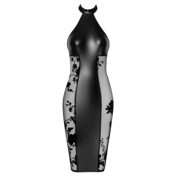 Noir - glanzendes Neckholder-Kleid (schwarz) - M