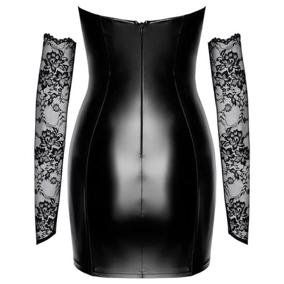 Noir - Glänzendes Kleid mit Spitzeneinsatz (schwarz) - M
