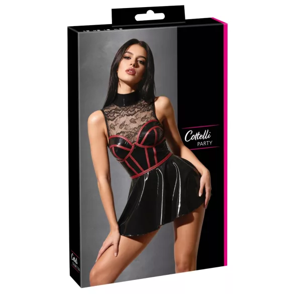 Cottelli - Korsagenförmiges Minikleid aus Spitze (schwarz) - M