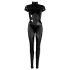 Cottelli - kurzärmeliger glänzender Overall (schwarz) - XL