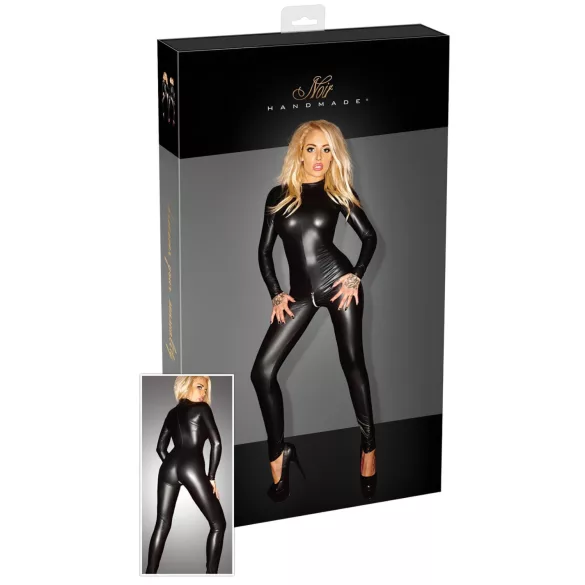 Noir - Glänzender Langarm-Overall (schwarz) - XL