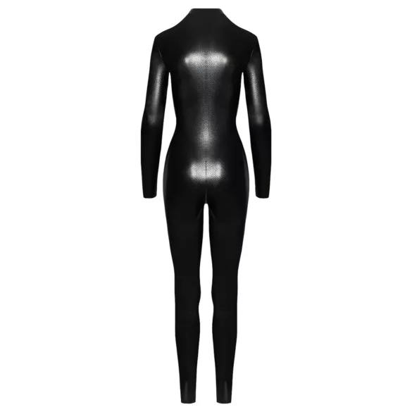 Noir - Schlangenhaut-Look, langer Overall (schwarz) - M