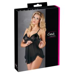 Cottelli - Luftiges, gerüschtes Babydoll (schwarz)