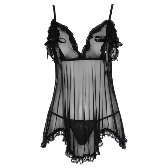 Cottelli - Luftiges, gerüschtes Babydoll (schwarz)