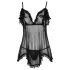 Cottelli - Luftiges, gerüschtes Babydoll (schwarz)