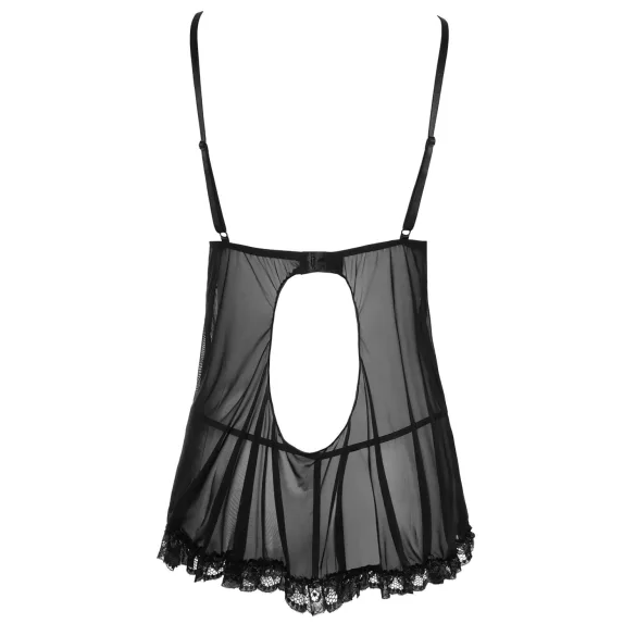 Cottelli - Luftiges, gerüschtes Babydoll (schwarz) - XXL