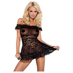   Obsessive Flores - Rüschchen Babydoll und String (schwarz) - L/XL
