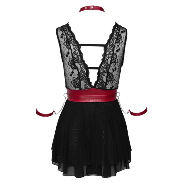 Cottelli Bondage - Spitzenbabydoll mit Halsband (schwarz) - L