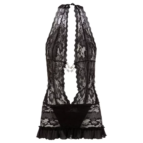 Cottelli - Halsband-Spitzen-Minikleid (schwarz)