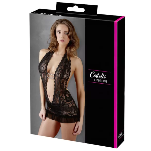 Cottelli - Halsband-Spitzen-Minikleid (schwarz) - M