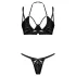 Obsessive Keira Lise - Glänzendes BH-Set (Schwarz) - L/XL