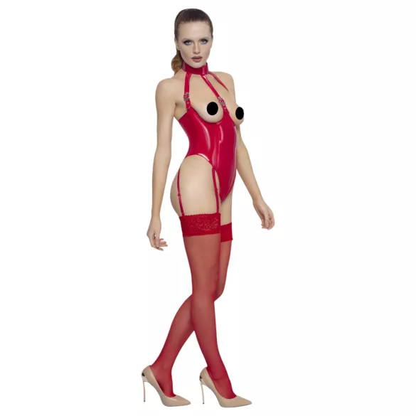 Black Level - Offener Halsketten-Body (Rot)