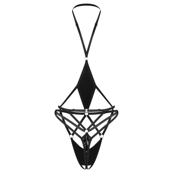 Obsessive Keira Lise - Offener, Riemchen-Body (Schwarz) - L/XL