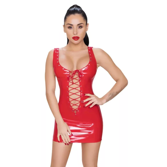 Black Level - Lack-Minidress mit Schnürung (Rot)
