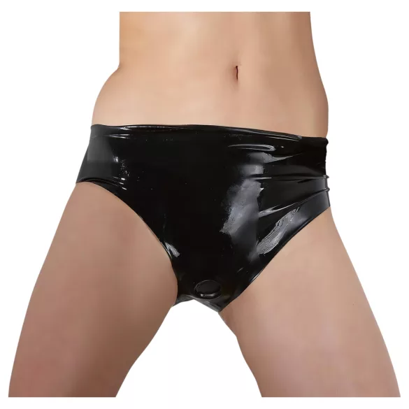Latex Damen-Slip mit integriertem Dildo (schwarz) - L