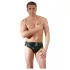 Latex Herren-Slip mit innenliegendem Penis-Analdildo (schwarz)
