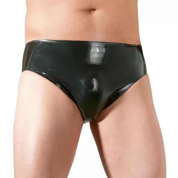 Latex Herren-Slip mit innenliegendem Penis-Analdildo (schwarz) - M