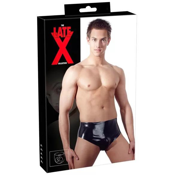 Latex Herren-Unterhose mit innerem, konischem Anal-Dildo (schwarz) - XL