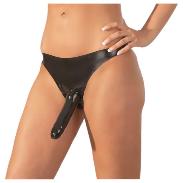 LATEX - Slip mit externem Dildo - schwarz (S-L)