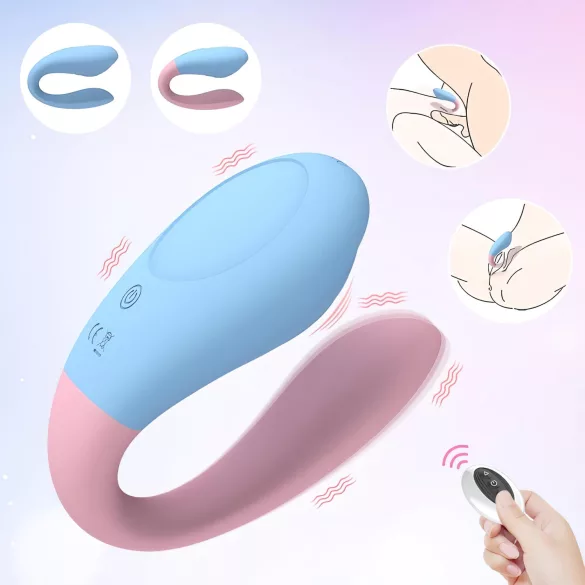 Mrow 03 - Akku, wasserdichtes Paarvibrator (blau-pink)