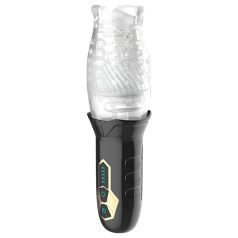   Leopard Bellucci 360 - Drehender Vibrationsmasturbator (transparent-schwarz)