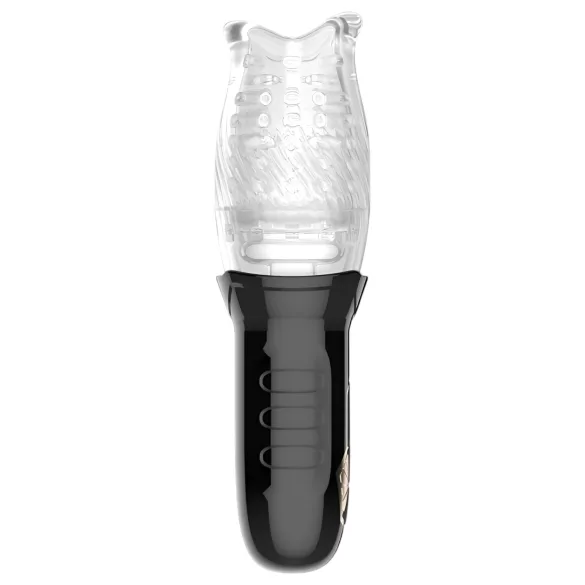 Leopard Bellucci 360 - rotierender-vibrierender Masturbator (transparent-schwarz)