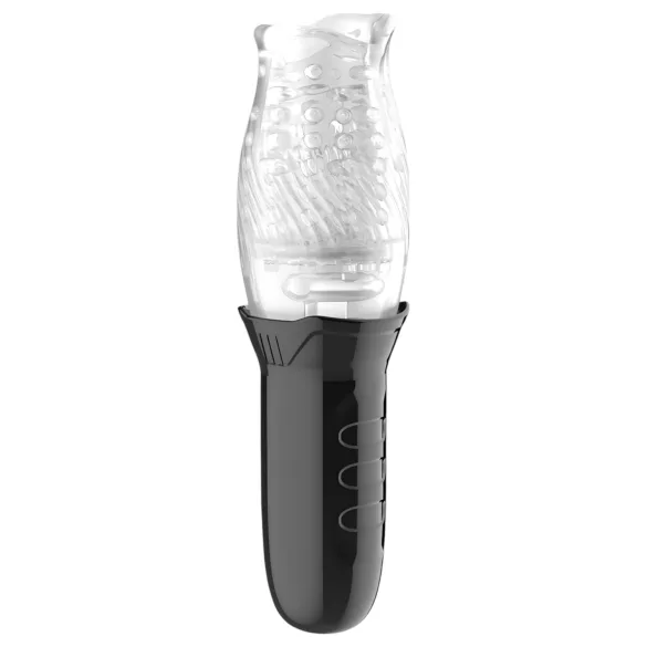 Leopard Bellucci 360 - rotierender-vibrierender Masturbator (transparent-schwarz)