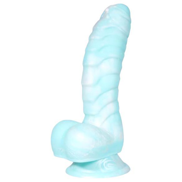 OgazR Sea Serpent - geripptes Dildo - 17 cm (blau-weiß)