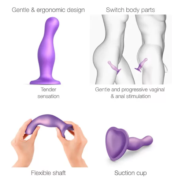 Strap-on-me Curvy S - gewellter Dildo mit Saugnapf (lila)