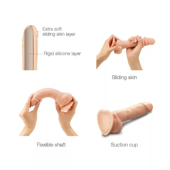Strap-on-me S - doppellagiger Saugfuß-Dildo (natur)