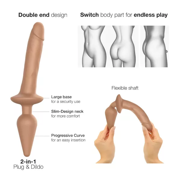 Strap-on-me Switch Realistic L - 2-in-1 Silikon-Dildo (natur)