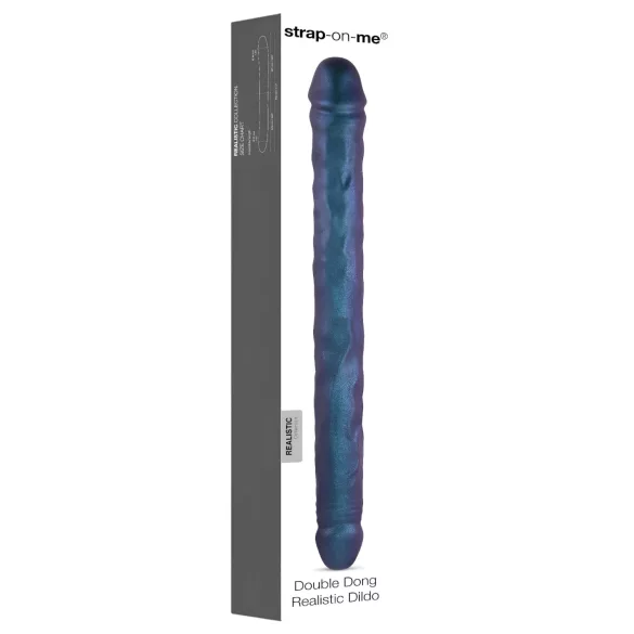 Strap-on-me - Doppel-Dildo (Metallblau)