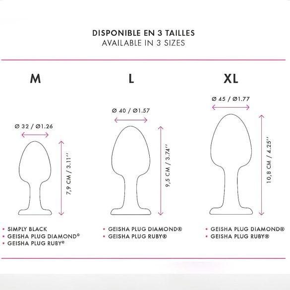 Dorcel Geisha Plug Ruby M - Analplug mit rosa Stein (schwarz)