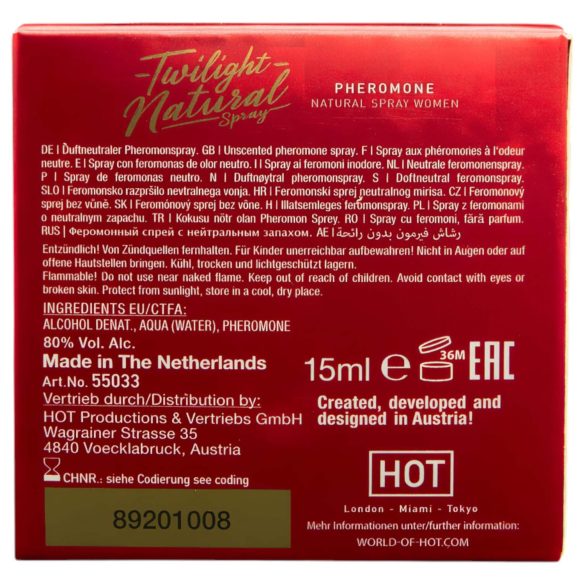 HOT Twilight Natural - Pheromon Parfum für Frauen (15ml) - Duftneutral