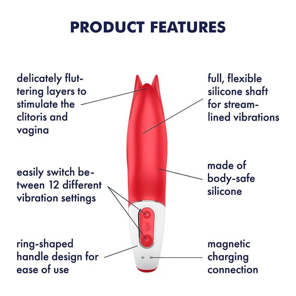 Satisfyer Power Flower - Wiederaufladbarer, wasserdichter Vibrator (rot)