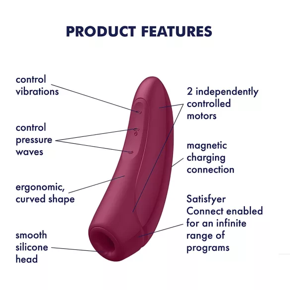 Satisfyer Curvy 1+ - App-gesteuerter Druckwellen-Vibrator für die Klitoris (rot)
