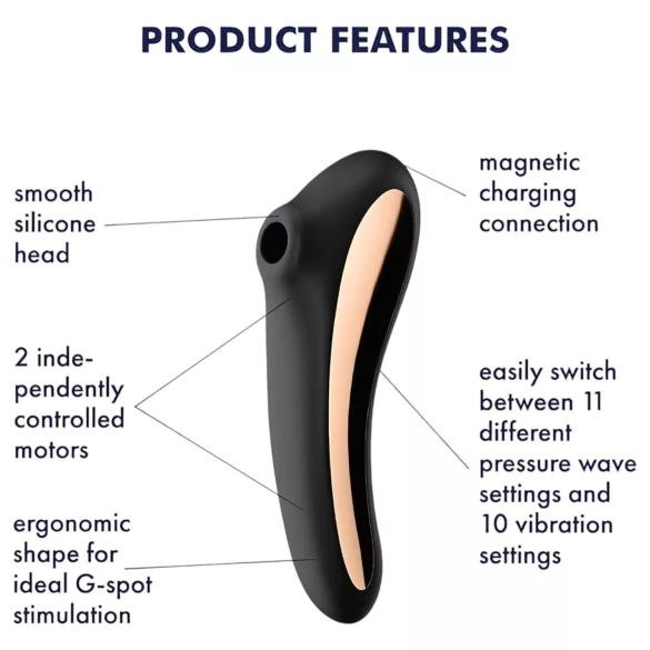 Satisfyer Dual Kiss - Akku-Vibrator für Vagina & Klitoris (schwarz)
