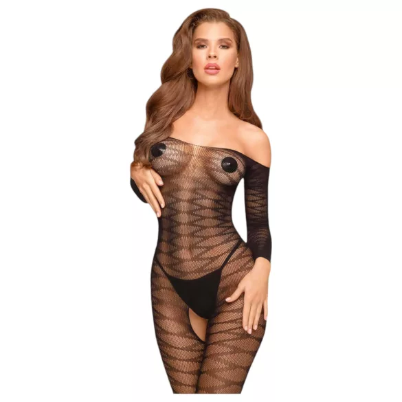 Penthouse Dreamy Diva - Zickzack-Carmen-Overall (schwarz)
