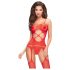 Penthouse Hot Nightfall - Welliges Offenes Netz-Set (Rot)