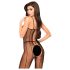 Penthouse Drop-Dead - Netzgestreifter, Offener Overall (Schwarz)