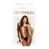 Penthouse Drop-Dead - Netzgestreifter, Offener Overall (Schwarz)