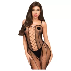   Penthouse Drop-Dead - Netzstreifen, offener Overall (schwarz) - XL